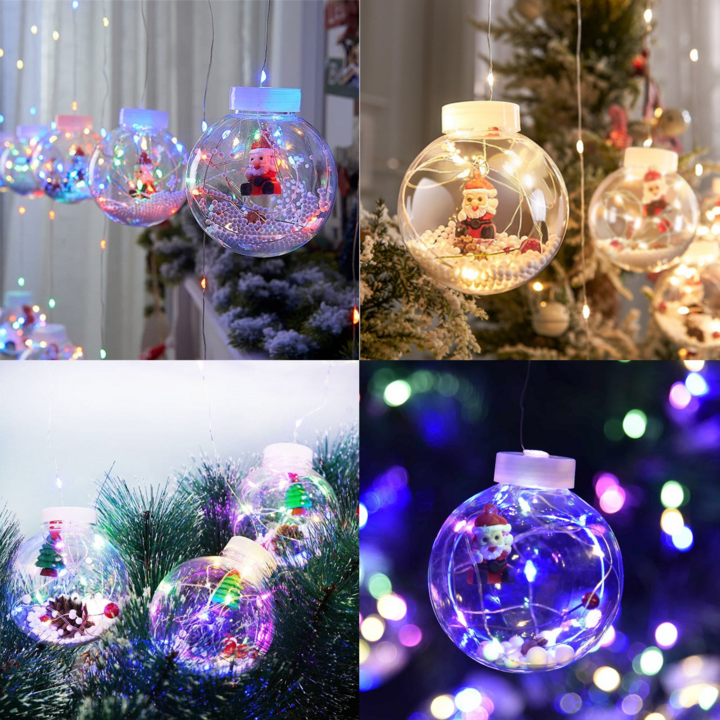 (a1)🎄 ⛄ Hermosa Cortina de esferas con Figuras Navideña y más de 120 Luces Led - Contraentrega - El envío no tiene costo.