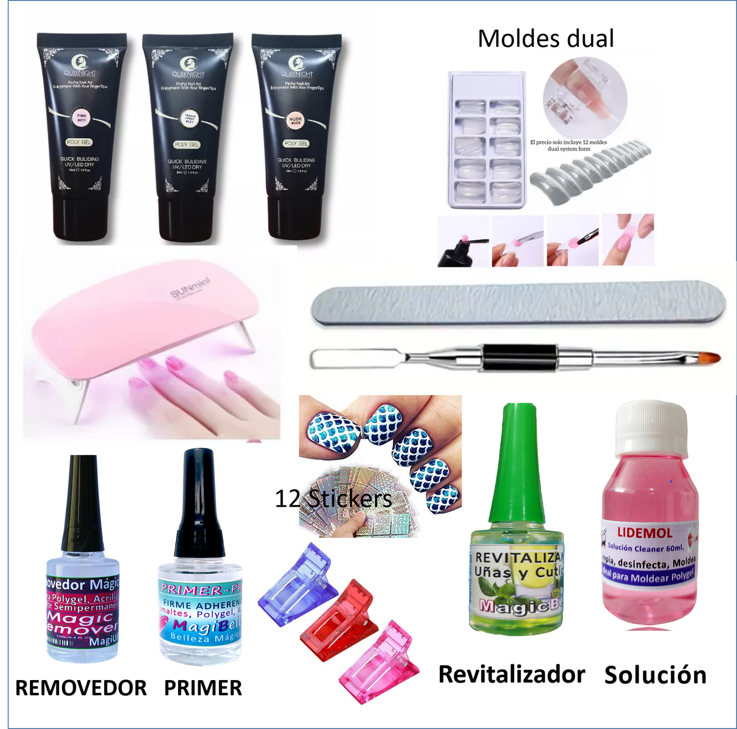 -❗ KIT FULL DE POLYGEL PROFESIONAL ❗ TODO LO NECESARIO PARA EXTENSIONES DE UÑAS – CONTRAENTREGA