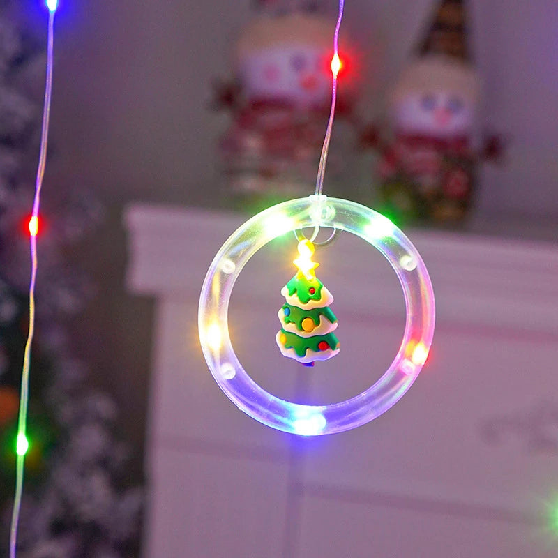 🎄🎄🎄 Decoración Navidad 2022 - Cortina de luces Led con luminosos Aros Animados con Motivos Navideños - CONTRAENTREGA