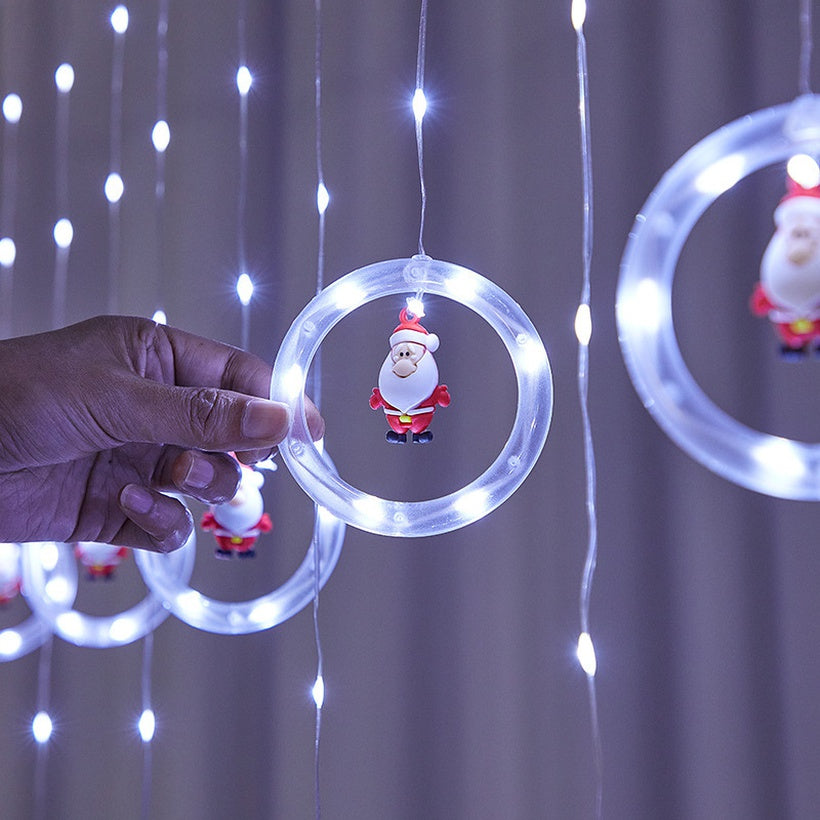 🎄🎄🎄 Decoración Navidad 2022 - Cortina de luces Led con luminosos Aros Animados con Motivos Navideños - CONTRAENTREGA
