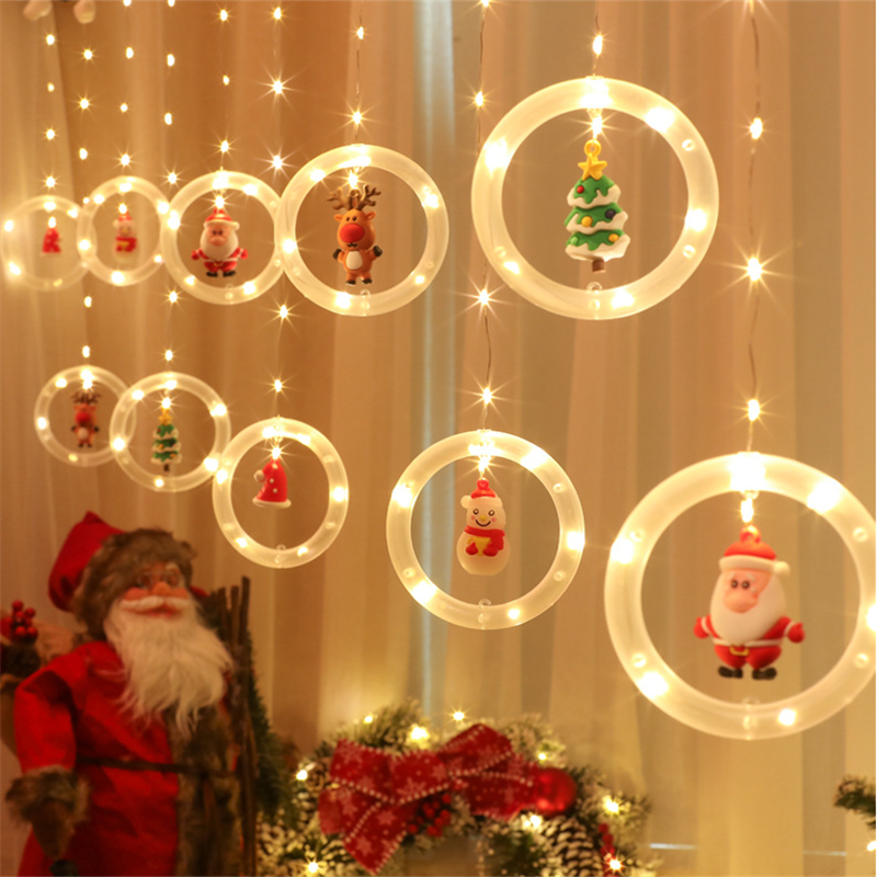 🎄🎄🎄 Decoración Navidad 2022 - Cortina de luces Led con luminosos Aros Animados con Motivos Navideños - CONTRAENTREGA