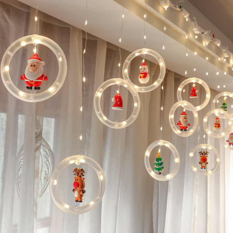 🎄🎄🎄 Decoración Navidad 2022 - Cortina de luces Led con luminosos Aros Animados con Motivos Navideños - CONTRAENTREGA