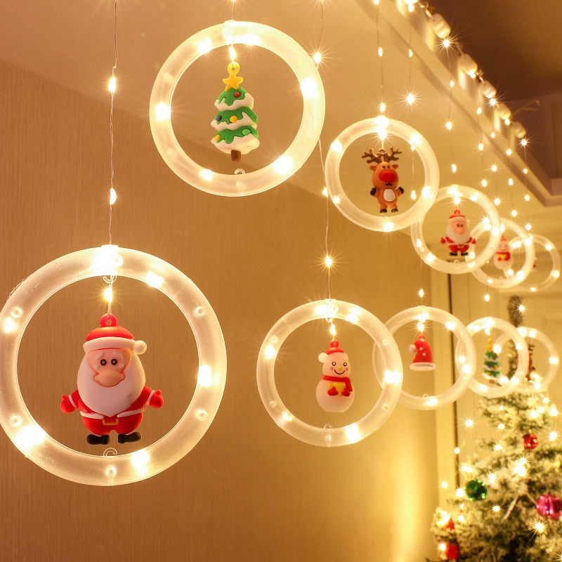 🎄🎄🎄 Decoración Navidad 2022 - Cortina de luces Led con luminosos Aros Animados con Motivos Navideños - CONTRAENTREGA