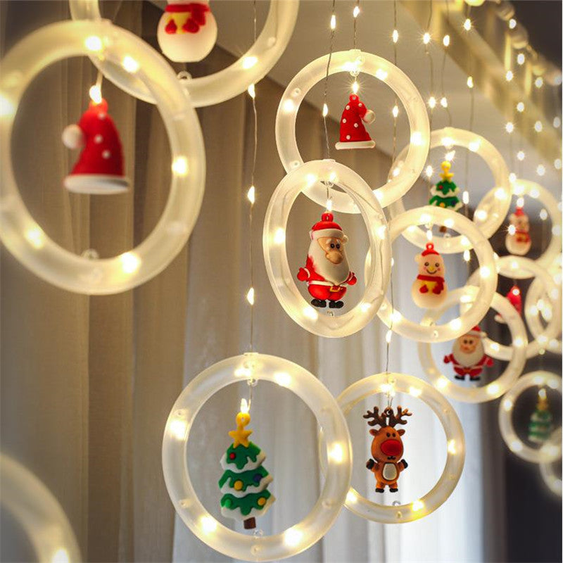 🎄🎄🎄 Decoración Navidad 2022 - Cortina de luces Led con luminosos Aros Animados con Motivos Navideños - CONTRAENTREGA