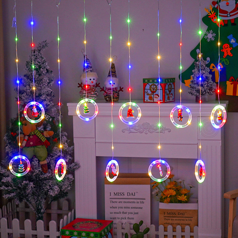 🎄🎄🎄 Decoración Navidad 2022 - Cortina de luces Led con luminosos Aros Animados con Motivos Navideños - CONTRAENTREGA