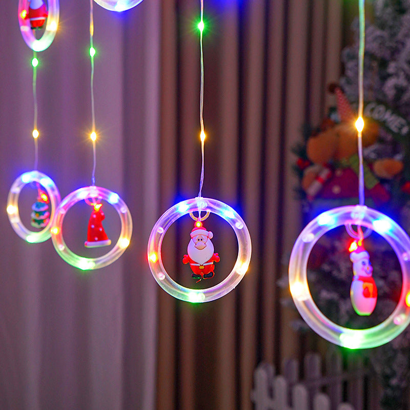 🎄🎄🎄 Decoración Navidad 2022 - Cortina de luces Led con luminosos Aros Animados con Motivos Navideños - CONTRAENTREGA