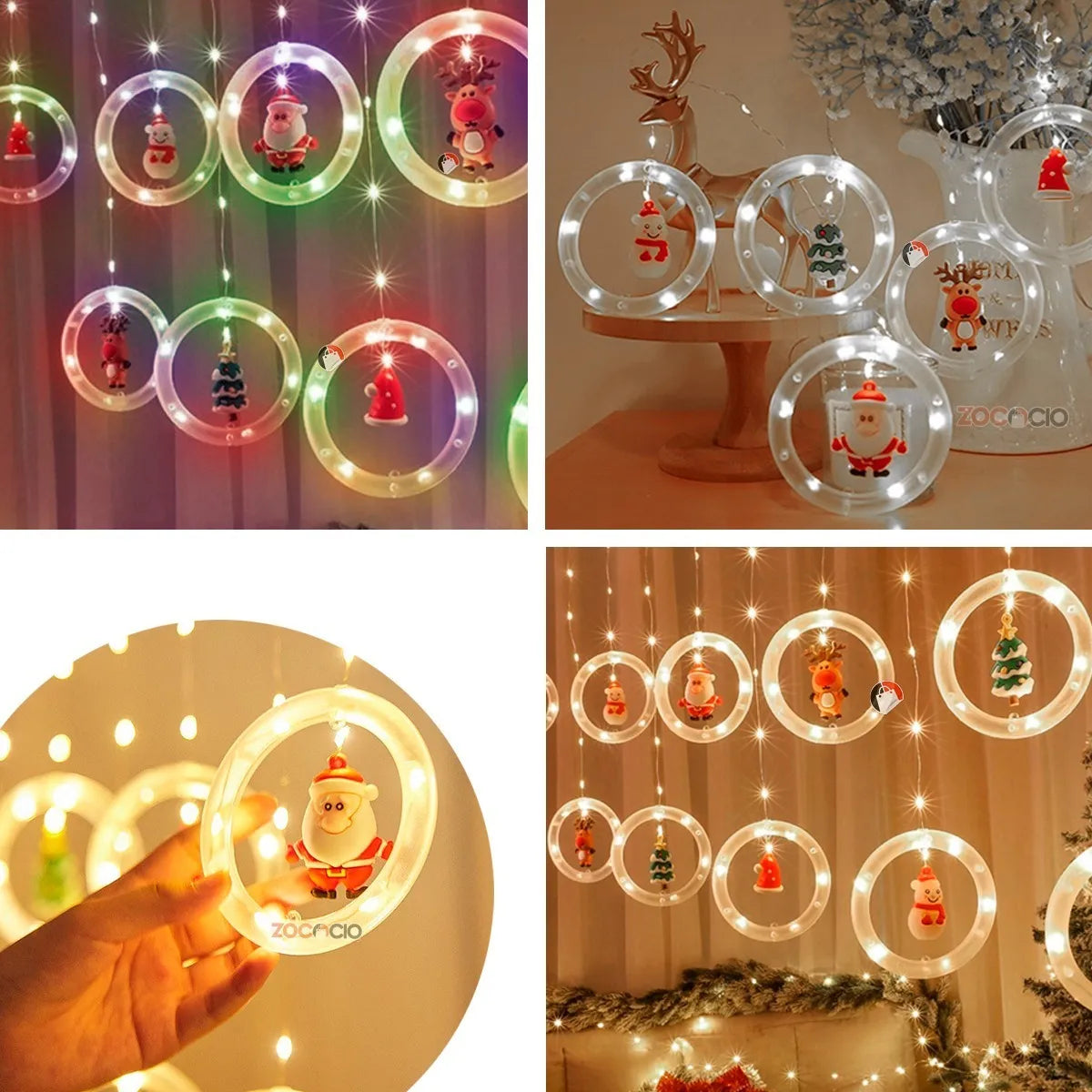 🎄🎄🎄 Decoración Navidad 2022 - Cortina de luces Led con luminosos Aros Animados con Motivos Navideños - CONTRAENTREGA