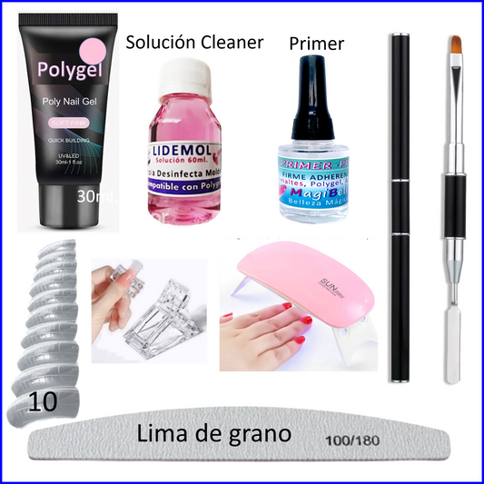 a) Transforma tus uñas con este kit-ful de polygel. técnica profesional de esculpido de uñas resistentes, naturales, hermosas. fáciles de aplicar.
