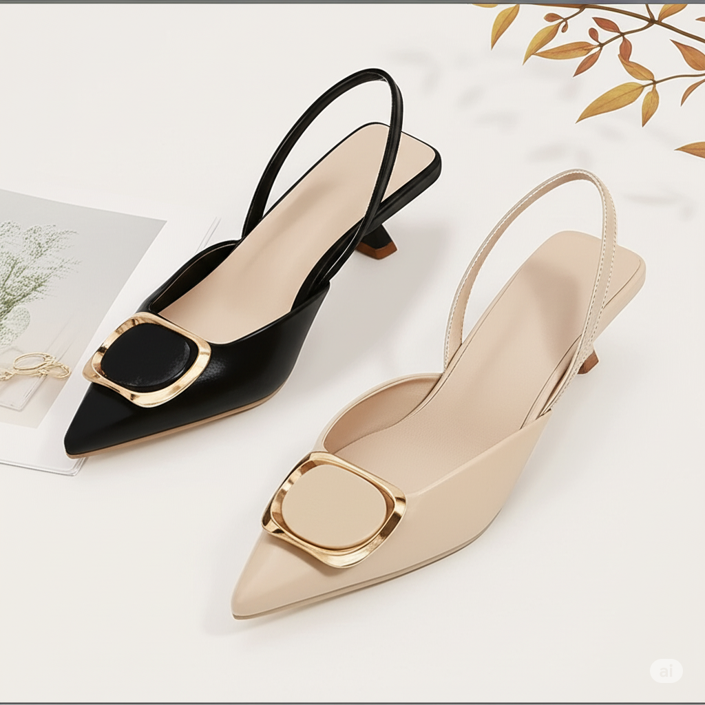 ✨ zapatos SLINGBACKS de tacón bajo. Elegantes, a la moda, cómodos. Opción de verificar el contenido antes de pagar.